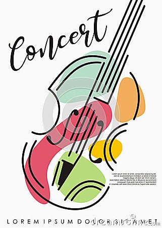 Violin classical music concert poster Vector Illustration