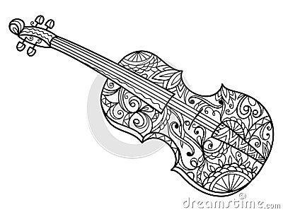 Violin coloring book for adults vector Vector Illustration