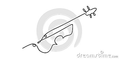 Violin continuous one line drawing minimalism design on white background Vector Illustration