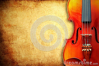 Violin on grunge paper background Stock Photo