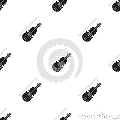 Violin icon in black style isolated on white background. Musical instruments pattern stock vector illustration Vector Illustration