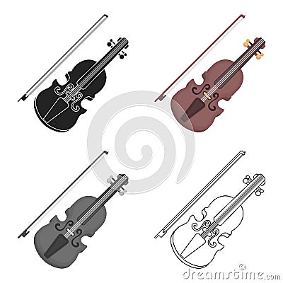 Violin icon in cartoon style on white background. Musical instruments symbol stock vector illustration Vector Illustration