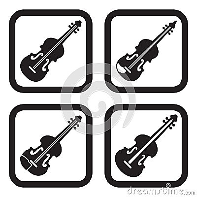 Violin icon in four variations Vector Illustration