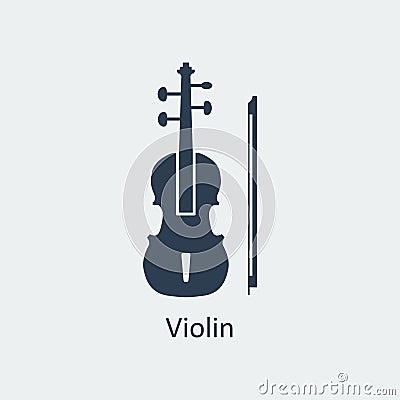 Violin icon. Silhouette vector icon Vector Illustration