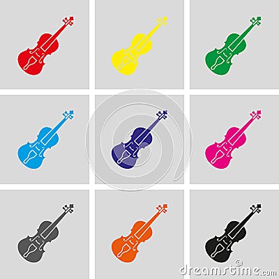 Violin icon stock vector illustration flat design Vector Illustration