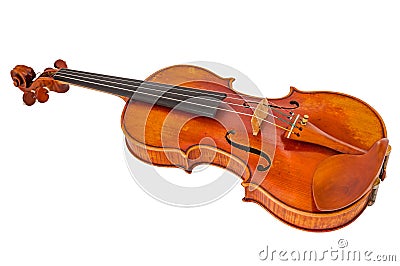 Used violin isolated over white background Stock Photo