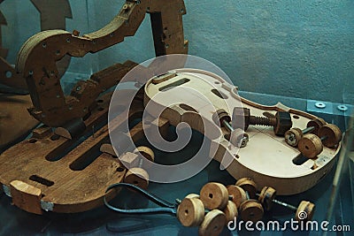 Violin making - Violin maker manufactory Stock Photo