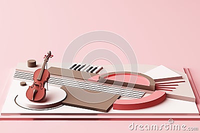 Violin and music instrument concept, Abstract composition Stock Photo