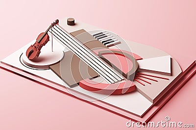 Violin and music instrument concept, Abstract composition Stock Photo