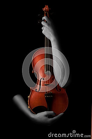 Violin music instrument violinist. Classical player hands. Stock Photo