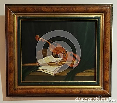 Violin oil painting Stock Photo