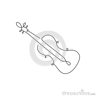 Violin one continuous line drawing music instrument Vector Illustration