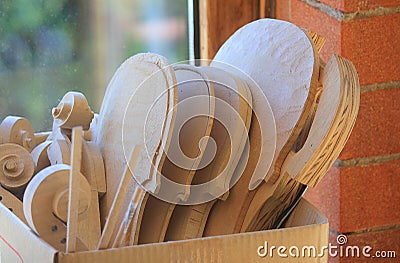 Violin parts in a box Stock Photo