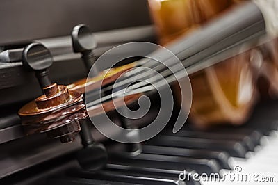 Violin piano keys on the background Stock Photo