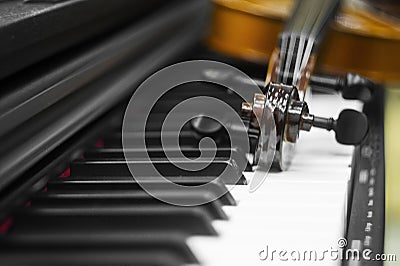 Violin piano keys on the background Stock Photo