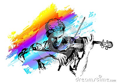 Violin player. Classical music concert. Hand-drawn vector illustration Vector Illustration