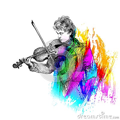 Violin player. Classical music concert. Hand-drawn vector illustration Vector Illustration