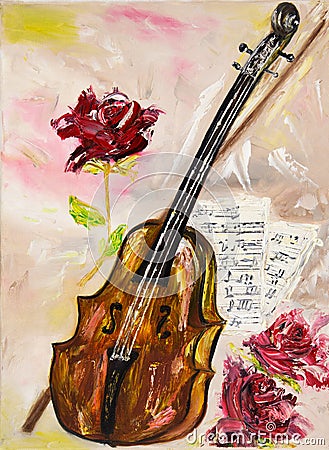 Violin and roses Stock Photo