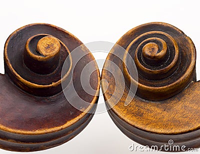 Violin scrolls Stock Photo