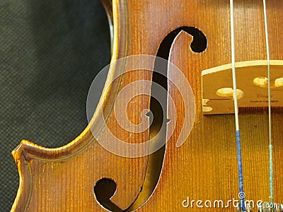 Violin Sound Hole Melody and String From The Concert Violin 4/4 inspire Stock Photo