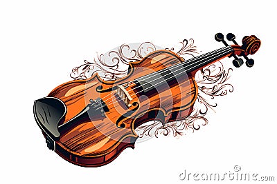 violin with swashes and swirls Stock Photo