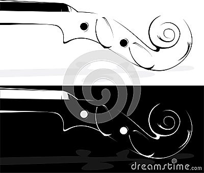 Violin on white and on a black background Vector Illustration
