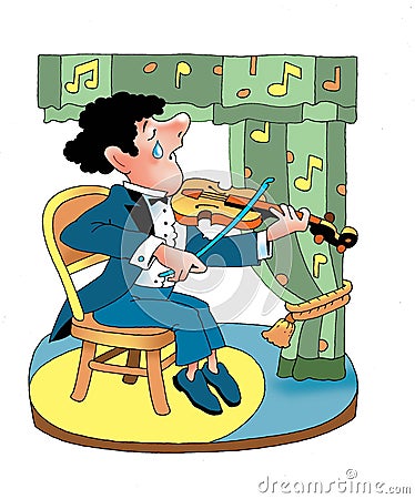 Violinist music scene performance notes Stock Photo