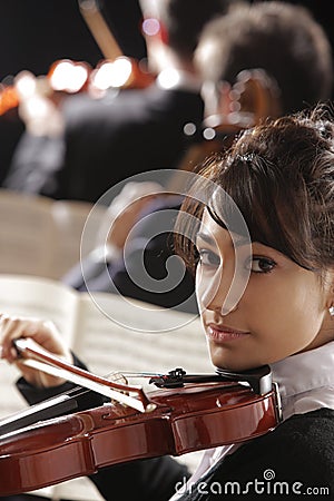Violinist woman Stock Photo