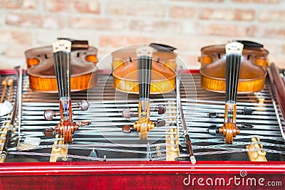 Violins and cimbalom. Stock Photo