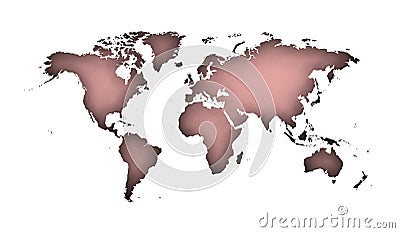 Violish World map with shilhouette of shadows over white background Stock Photo