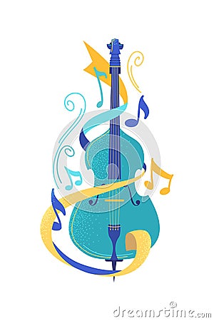 Violoncello flat vector illustration Vector Illustration