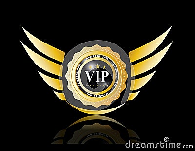 Vip badges with wing Vector Illustration
