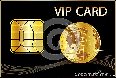 VIP Card with a golden Globe Vector Illustration