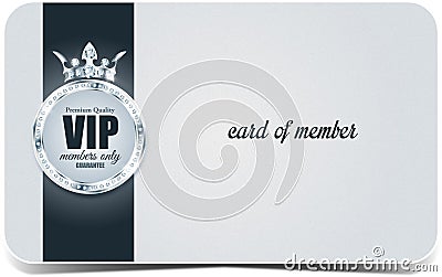 VIP card. Silver background. Premium quality. Crown Stock Photo