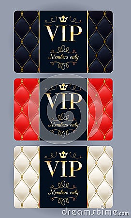 VIP cards with abstract quilted background. Vector Illustration