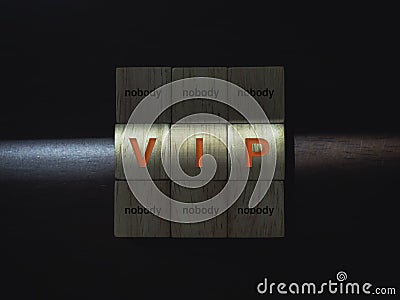 VIP concept on wooden blocks. Stock Photo