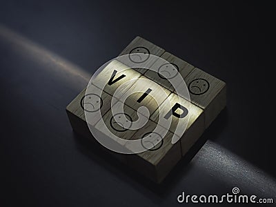 VIP concept on wooden blocks. Stock Photo