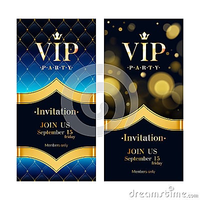 VIP invitation card premium design templates set. Vector Illustration