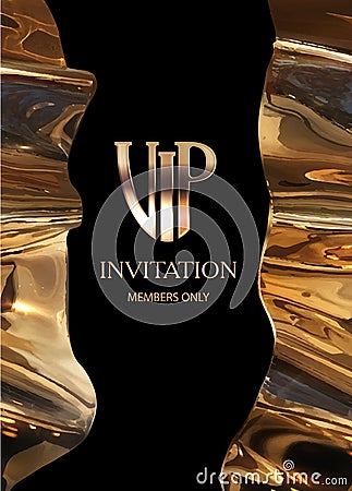 Vip invitation with golden metallic elements. Vector Illustration