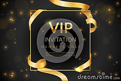 VIP. Luxury gift card, vip invitation coupon, certificate with gold text, exclusive and elegant logo membership in Vector Illustration