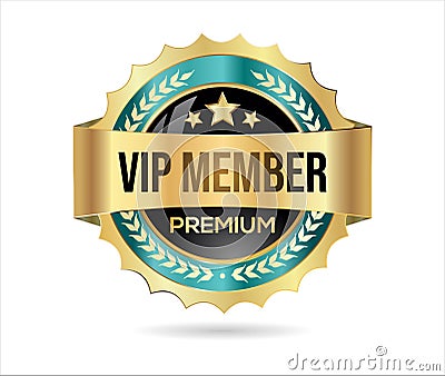 VIP premium membership golden badge on white background Vector Illustration