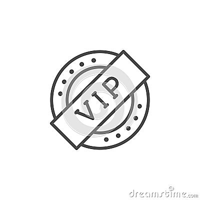 VIP seal line outline icon Vector Illustration