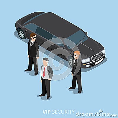VIP Security Bodyguard Service flat isometric vector 3d Vector Illustration