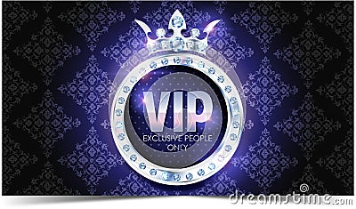 VIP card. Silver background. Premium quality. Crown Stock Photo