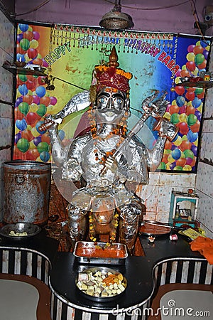 Virajit Bhairav Baba in Toliasar temple of Rajasthan Editorial Stock Photo