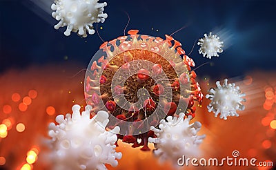 Viral infection. Immunity fights disease. White blood cells attack infected cells Stock Photo