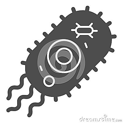 Viral microorganism solid icon. Danger microbe cell or bacteria glyph style pictogram on white background. Coronavirus Vector Illustration