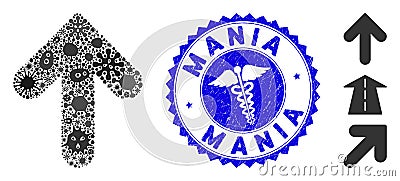 Viral Mosaic Arrow Up Icon with Medical Scratched Mania Stamp Vector Illustration
