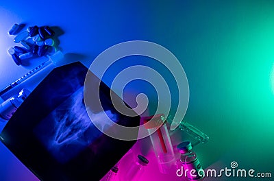 viral research lab background nasal xray test tube Stock Photo