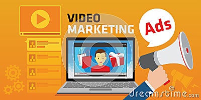 Viral video marketing youtube advertising webinar Vector Illustration